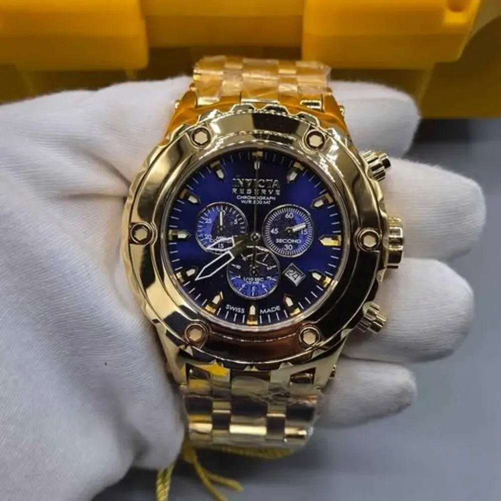 Invicta Subaqua Chronograph Blue Dial Gold-tone PVD Stainless Steel Men's Watch